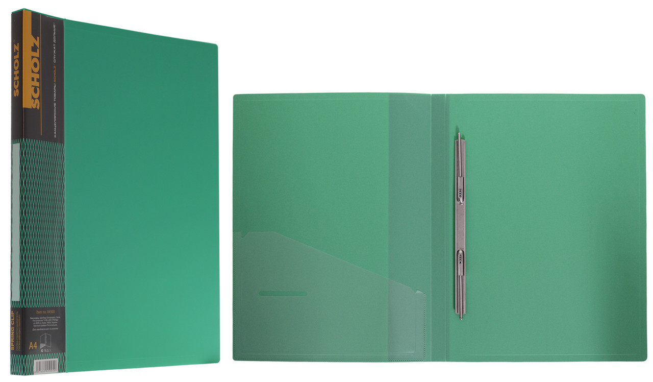 Папка-швидкозшивач SCHOLZ (04500SCH), Clip A, А4, PP, 700 мкм., зелена